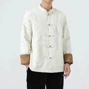 #B378-1917# Stand-up collar thickened cotton-padded jacket with copper buttons Tang suit