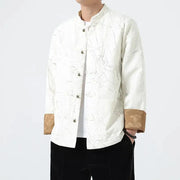 #B378-1917# Stand-up collar thickened cotton-padded jacket with copper buttons Tang suit