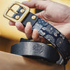 #MD-TW2407078# Ancient cloth printed cowhide belt