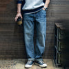 #A129-G7193# 日系復古休閒直筒牛仔褲