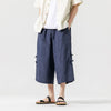 #M-K179# Trendy cotton and linen cropped pants