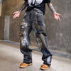 #ZLJ-1360-ST# Loose straight graffiti jeans