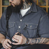 #MD-TW2301848# American casual stitching pocket outdoor lapel silhouette half-sleeve shirt