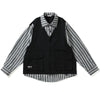 #A018-CS363# 日系條紋假兩件長袖襯衫