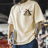 #MD-TH2401040# Embroidered beige pure cotton threaded collar short-sleeved T-shirt