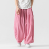 #A221A-K336# Trendy cotton and linen wide-leg pants