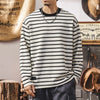 #XZ-MQ8905-ST# Striped long-sleeved T-shirt, three-dimensional loose top for men