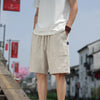 #B378-K31# Linen large-sized straight shorts