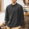 #LX-Z9012-ST# Brushed skin-friendly Henry Collar long-sleeved Polo shirt