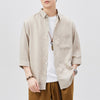 #A129-T201# Vintage linen three-quarter sleeve shirt