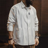 #MD-TH2401309# American casual herringbone double-breasted long-sleeved shirt