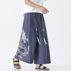 #A221A-K259# Trendy cotton and linen wide-leg pants