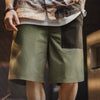#MD-TH2501098# American retro Block wood Shorts Capri pants