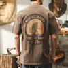 #Q1-8985-ST# American retro pure cotton T-shirt trendy brand coffee-colored short sleeve