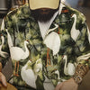 #MD-TH2401002# Retro Crane Flower Collar Hawaiian Short Sleeve Shirt