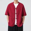 #M-C88# Japanese cotton and linen short-sleeved shirt