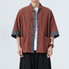 #M-C99# Japanese Style Stand Collar Distressed Water Feature Shirt