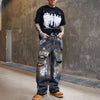 #ZLJ-1360-ST# Loose straight graffiti jeans
