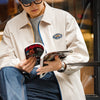 #MD-TS2301007# Retro nylon contrasting lapel street jacket