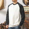 #JT-41350-ST# American retro Henry collar long-sleeved T-shirt contrasting color men's top