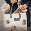 #MD-TH2507728# American Retro Stamp embroidered Tote bag Computer single-shoulder bag