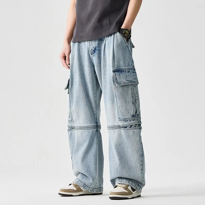 ##A221A-H817#日系闊腿牛仔褲 #WAIKO潮服