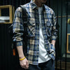 #A129-Z147# Japanese retro plaid long-sleeved shirt Size:XL
