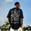 #NT-NU364#WAIKO Retro Four-Pointed Star Floral Letter T-Shirt