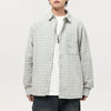 #A125-N690# Japanese retro color-blocked plaid lapel long-sleeved shirt