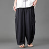 #M-K222# Japanese Style Workwear Wide-Leg Antique Cotton Linen Pants