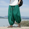 #A005-K122# Trendy cotton and linen cropped pants