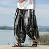 #A005-K119# Trendy cotton and linen cropped pants