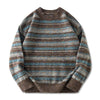#Q1-8922-ST# American Loose Vintage Striped Round Neck Sweater