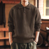 #XZ-WY9339-ST# American-style vertical stripe lapel polo sweater knitwear