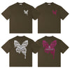 #JP-LH2039# Sweet and Cool Rose Red Optical Variable Butterfly T-Shirt