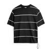 #MD-TH2501250# American casual black and white contrasting striped T-shirt Cityboy half-sleeve