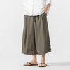 #M-K205# Japanese-style cotton and linen eight-inch pants