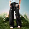 #NT-NZ7328# American Retro embroidered Dachshund puppy jeans