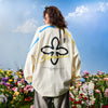 #NT-NU716#WAIKO Color-blocked Spliced Clover Letter Graffiti Long-Sleeve T-Shirt