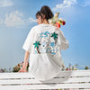 #NT-NU500#WAIKO Trendy Hawaiian Heavy-Duty Embroidered Letter T-Shirt