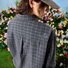 #NT-NU730#WAIKO潮牌簡約刺繡格紋長袖襯衫
