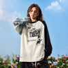#NT-NU740#WAIKO Vintage Distressed Graffiti Puppy Color-Blocked Spliced Long-Sleeve T-Shirt