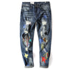 #CB-817# Embroidered patchwork jeans