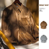 #MD-TW2207244# American Casual Workwear Coffee Color Drape Velvet Shirt