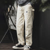 #MD-TLS2201827# 工裝復古做舊寬鬆米白色牛仔褲