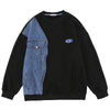 #EKU-8270# Trendy Denim Crew Neck Sweater